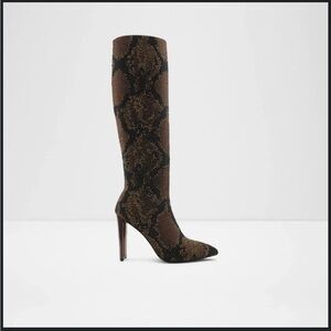 Aldo Brown and Black Heeled Boots with Sleek Design